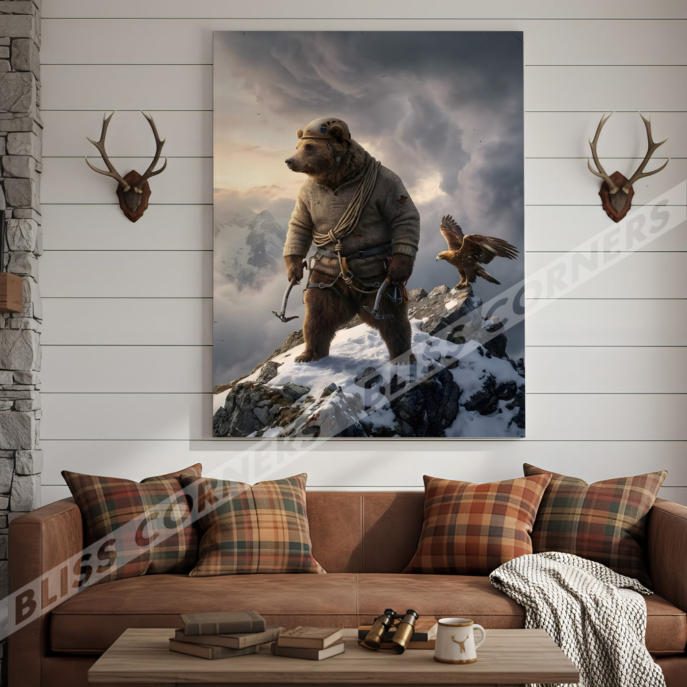 Blisscorners Mountain Climber Bear Adventure Eagle Canvas