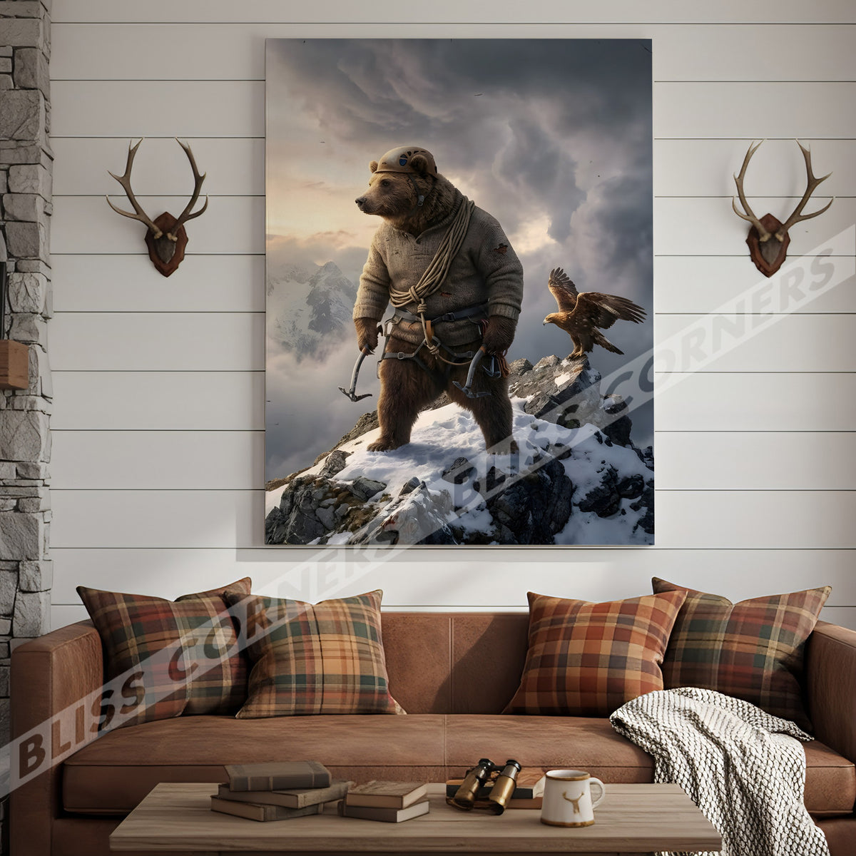 Blisscorners Mountain Climber Bear Adventure Eagle Canvas