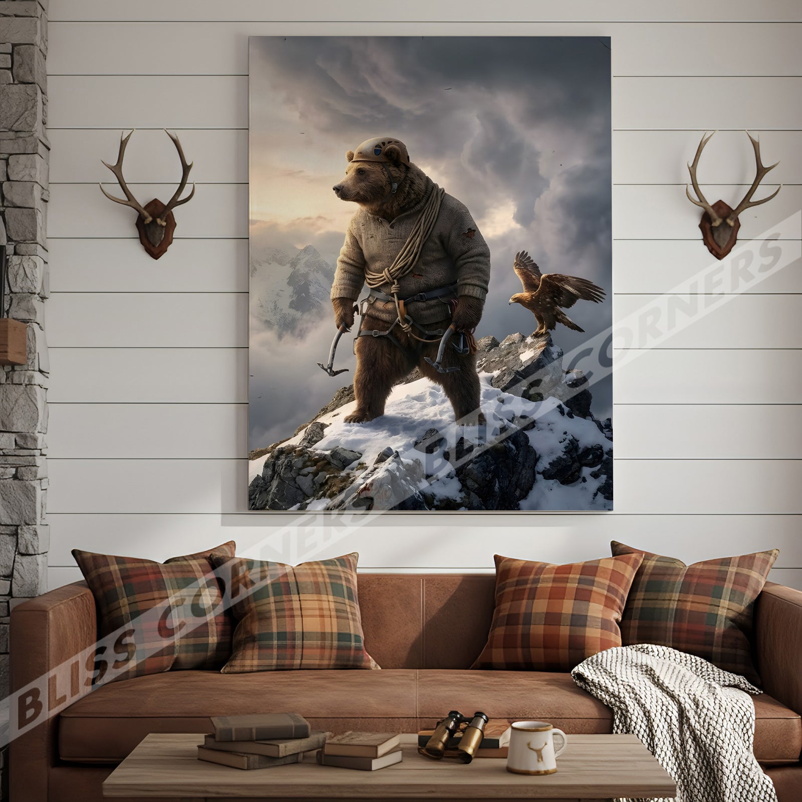 Blisscorners Mountain Climber Bear Adventure Eagle Canvas