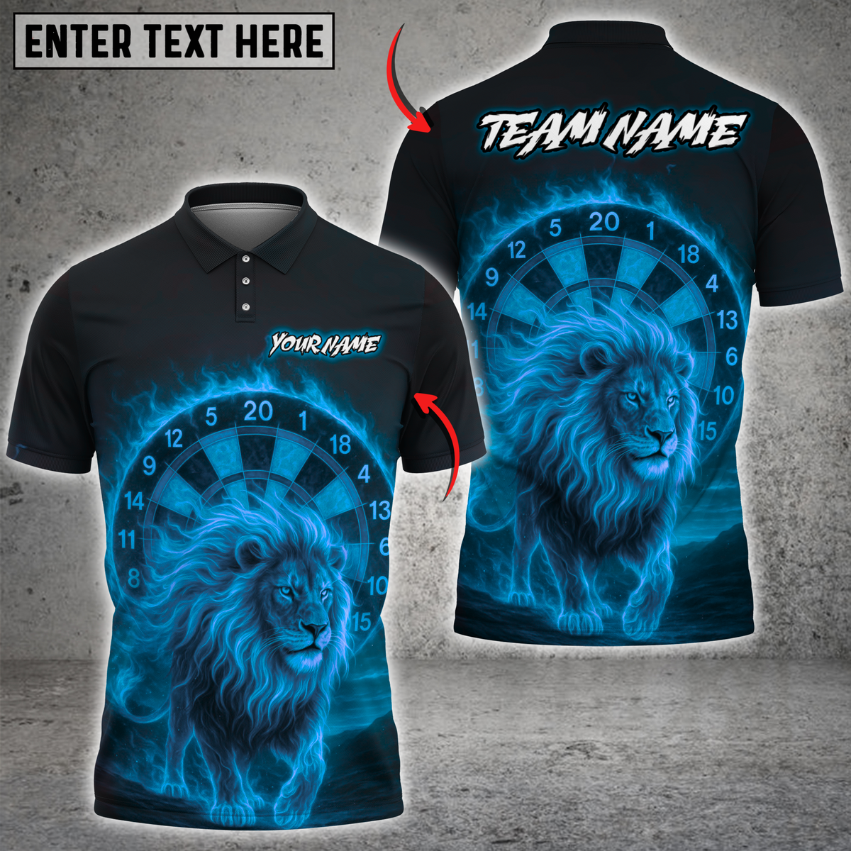 Blisscorners Darts Flaming Lion Multicolor Customized Name, Team Name 3D Shirts