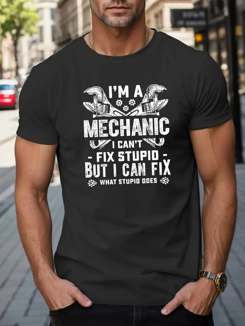 Blisscorners I'm A Mechanic Vintage T-shirt, Huge Wrench Print T-shirt, Top Mechanic Shirt, Father’s Day Mechanic Shirt