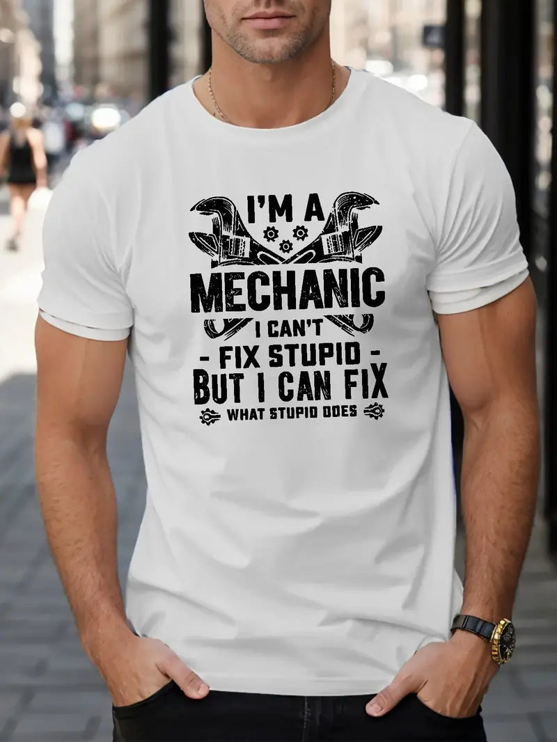 Blisscorners I'm A Mechanic Vintage T-shirt, Huge Wrench Print T-shirt, Top Mechanic Shirt, Father’s Day Mechanic Shirt