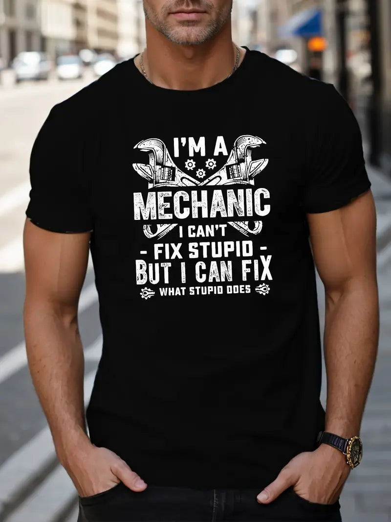 Blisscorners I'm A Mechanic Vintage T-shirt, Huge Wrench Print T-shirt, Top Mechanic Shirt, Father’s Day Mechanic Shirt