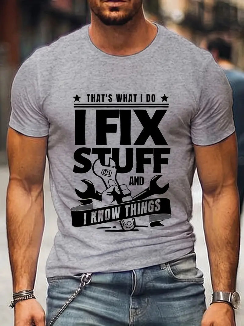 Blisscorners Vintage I Fix Stuff Wrench Applique T-Shirt Mechanic Funny Shirt