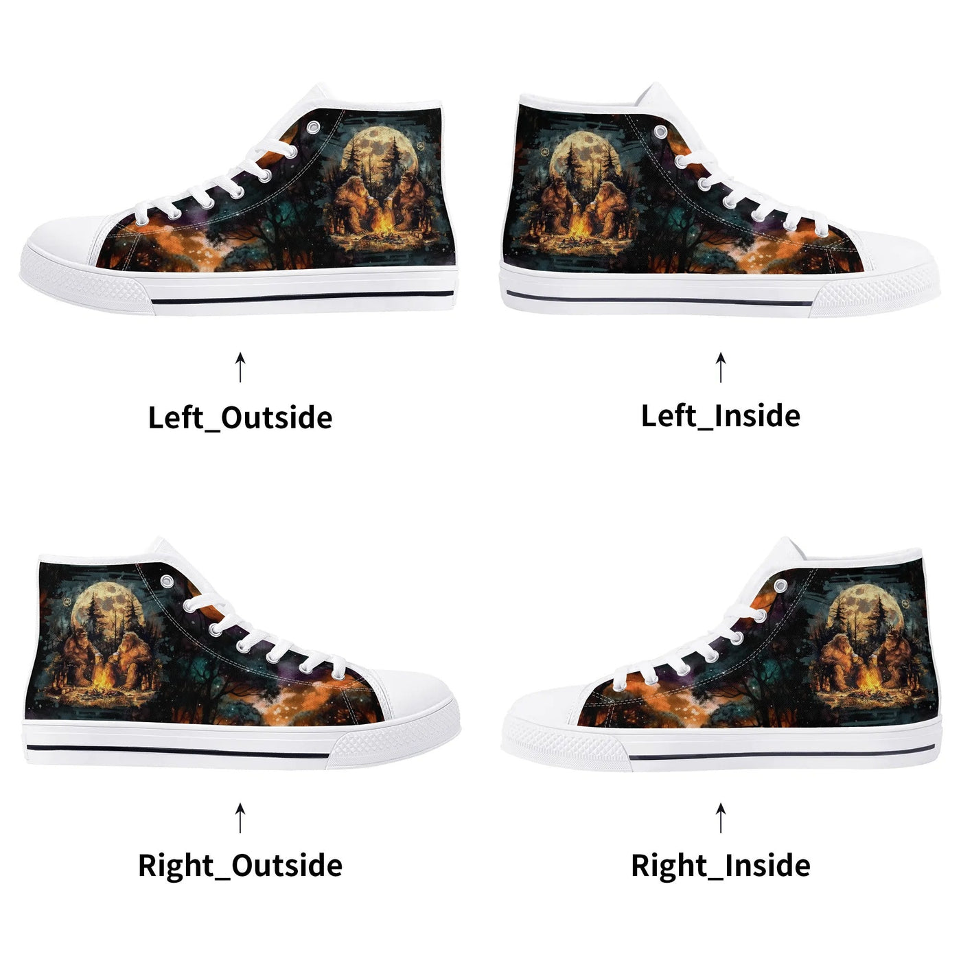 BLISSCORNERS MAKING MEMORIES ONE CAMPFIRE AT A TIME BIGFOOT HIGH TOP CANVAS SHOES