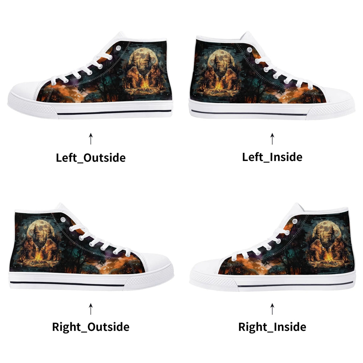 BLISSCORNERS MAKING MEMORIES ONE CAMPFIRE AT A TIME BIGFOOT HIGH TOP CANVAS SHOES