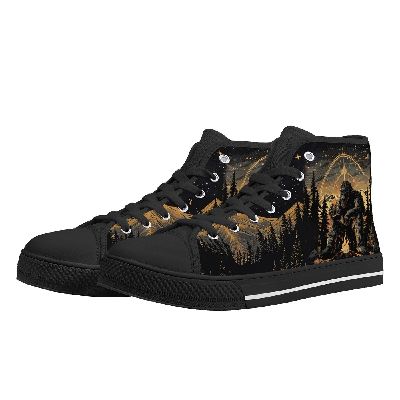 BLISSCORNERS NOT ALL WHO WANDER ARE LOST BIGFOOT COMPASS HIGH TOP CANVAS SHOES