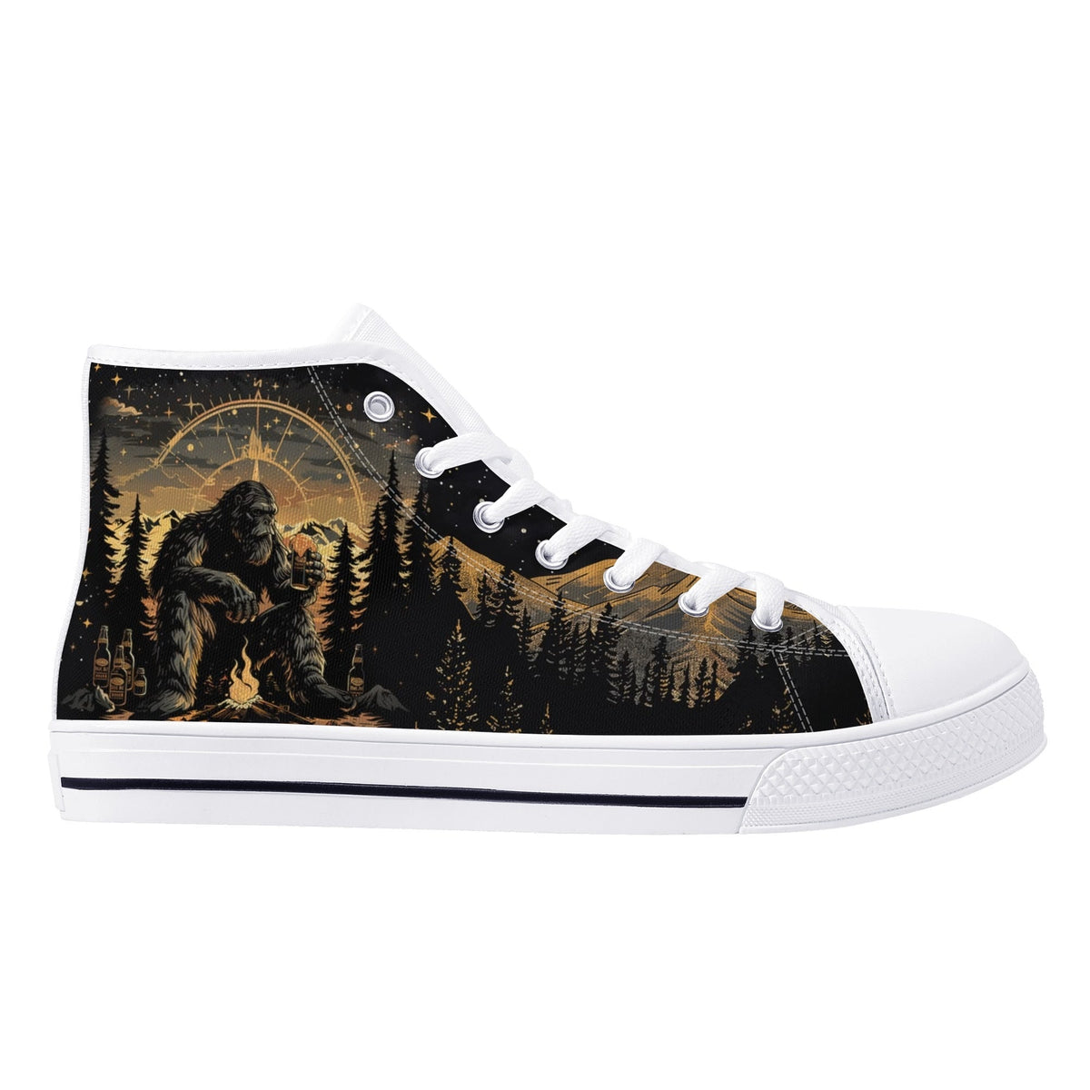 BLISSCORNERS NOT ALL WHO WANDER ARE LOST BIGFOOT COMPASS HIGH TOP CANVAS SHOES