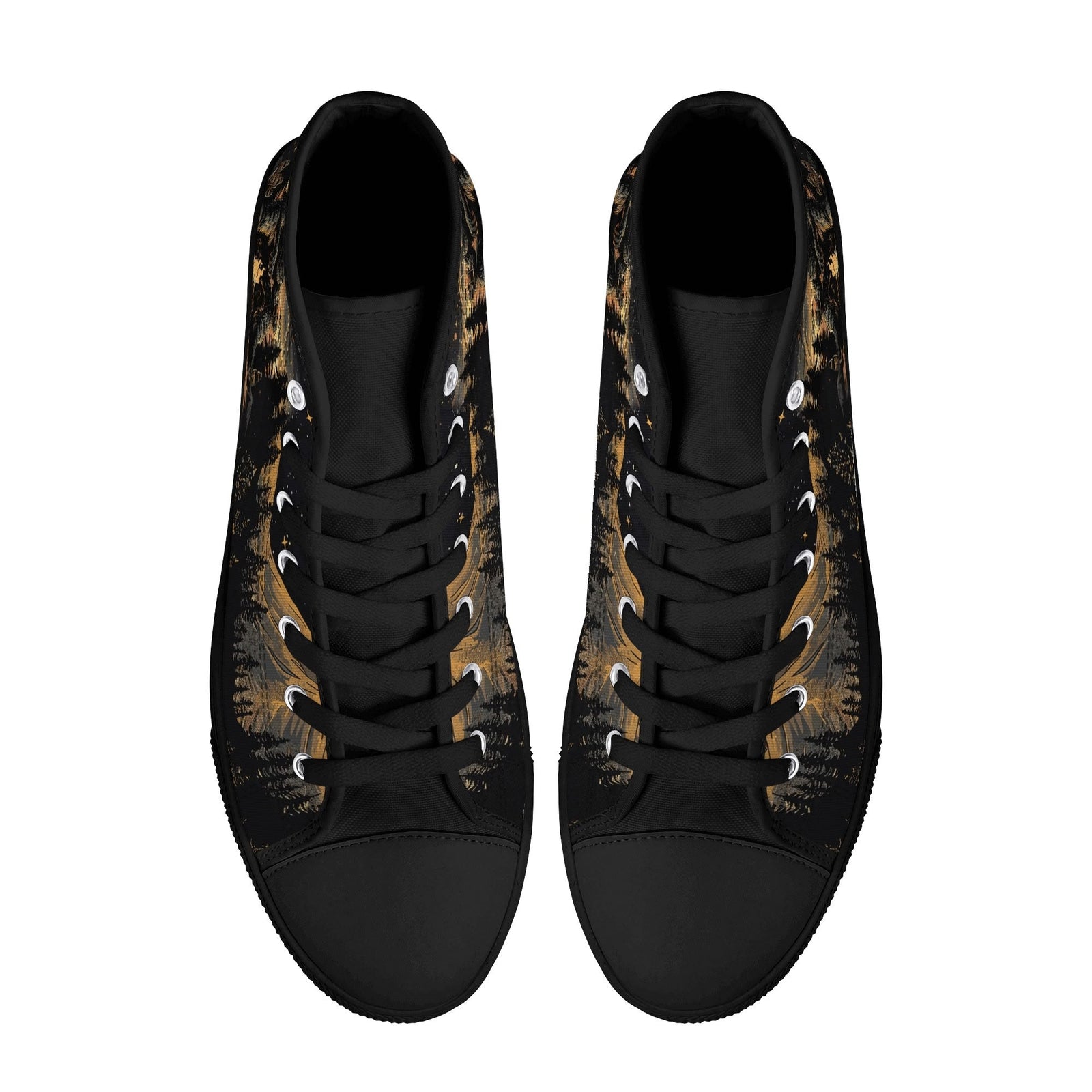BLISSCORNERS NOT ALL WHO WANDER ARE LOST BIGFOOT COMPASS HIGH TOP CANVAS SHOES