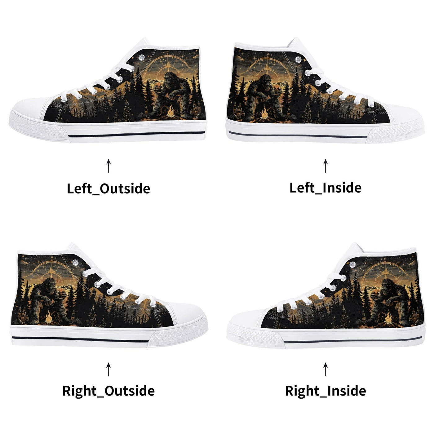 BLISSCORNERS NOT ALL WHO WANDER ARE LOST BIGFOOT COMPASS HIGH TOP CANVAS SHOES