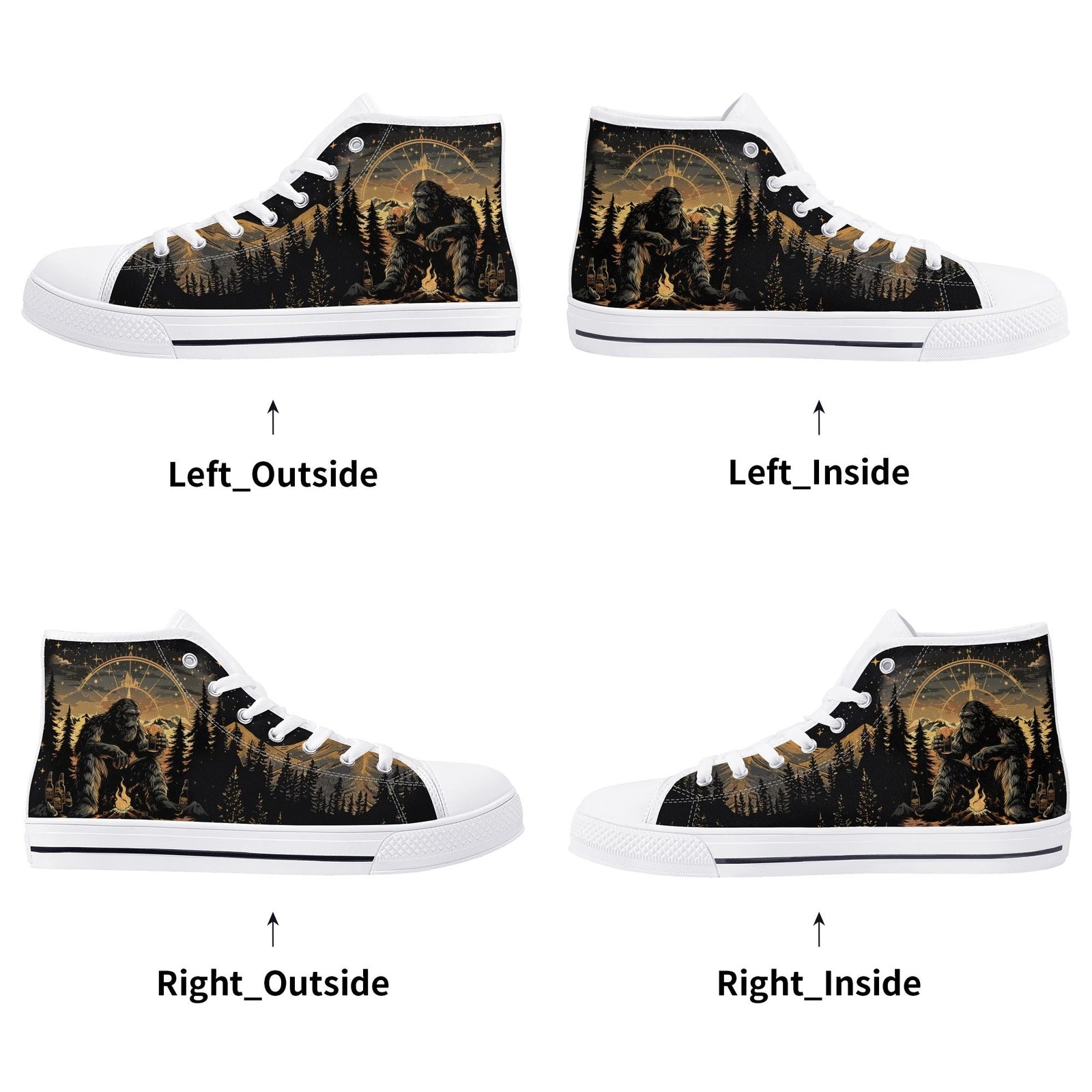 BLISSCORNERS NOT ALL WHO WANDER ARE LOST BIGFOOT COMPASS HIGH TOP CANVAS SHOES