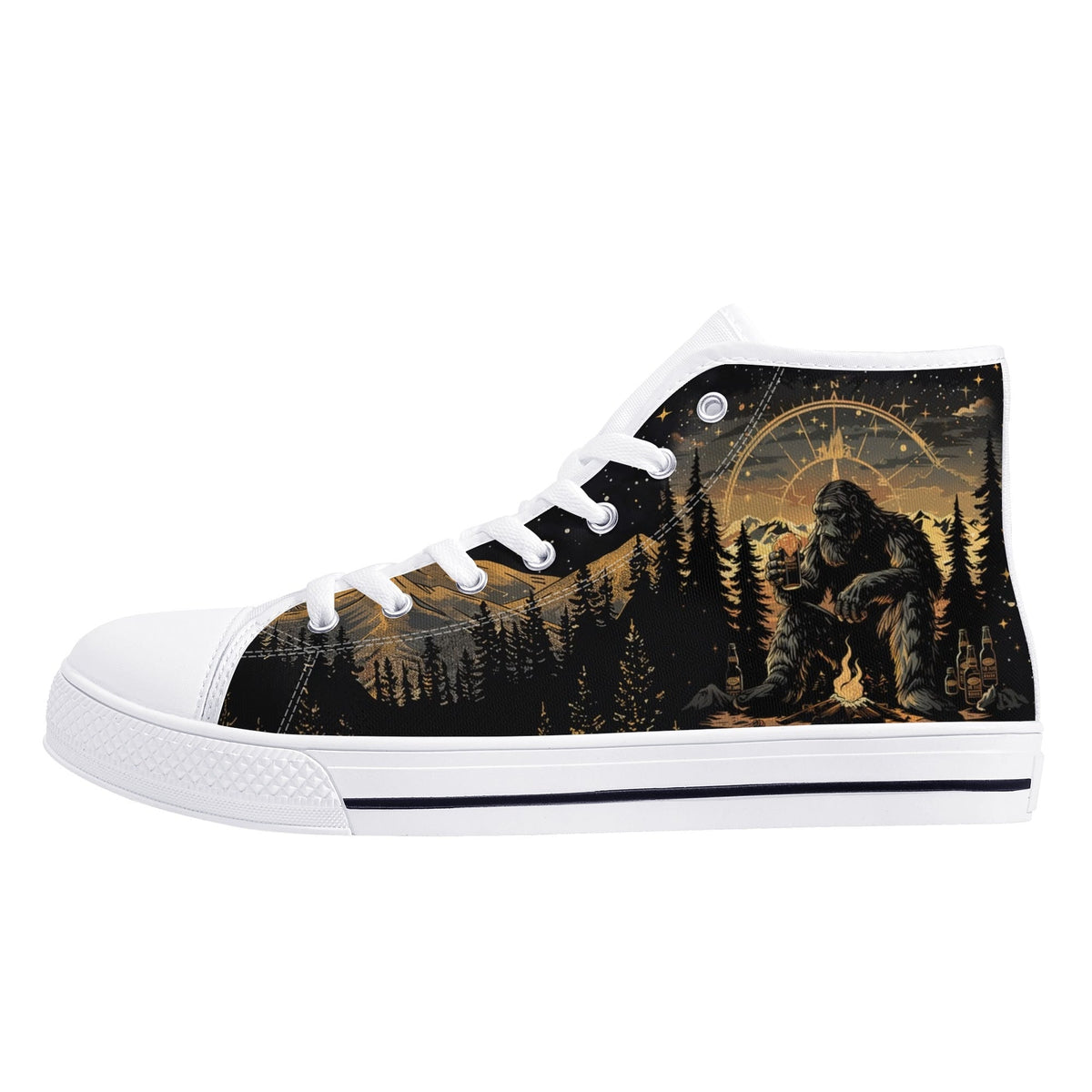 BLISSCORNERS NOT ALL WHO WANDER ARE LOST BIGFOOT COMPASS HIGH TOP CANVAS SHOES