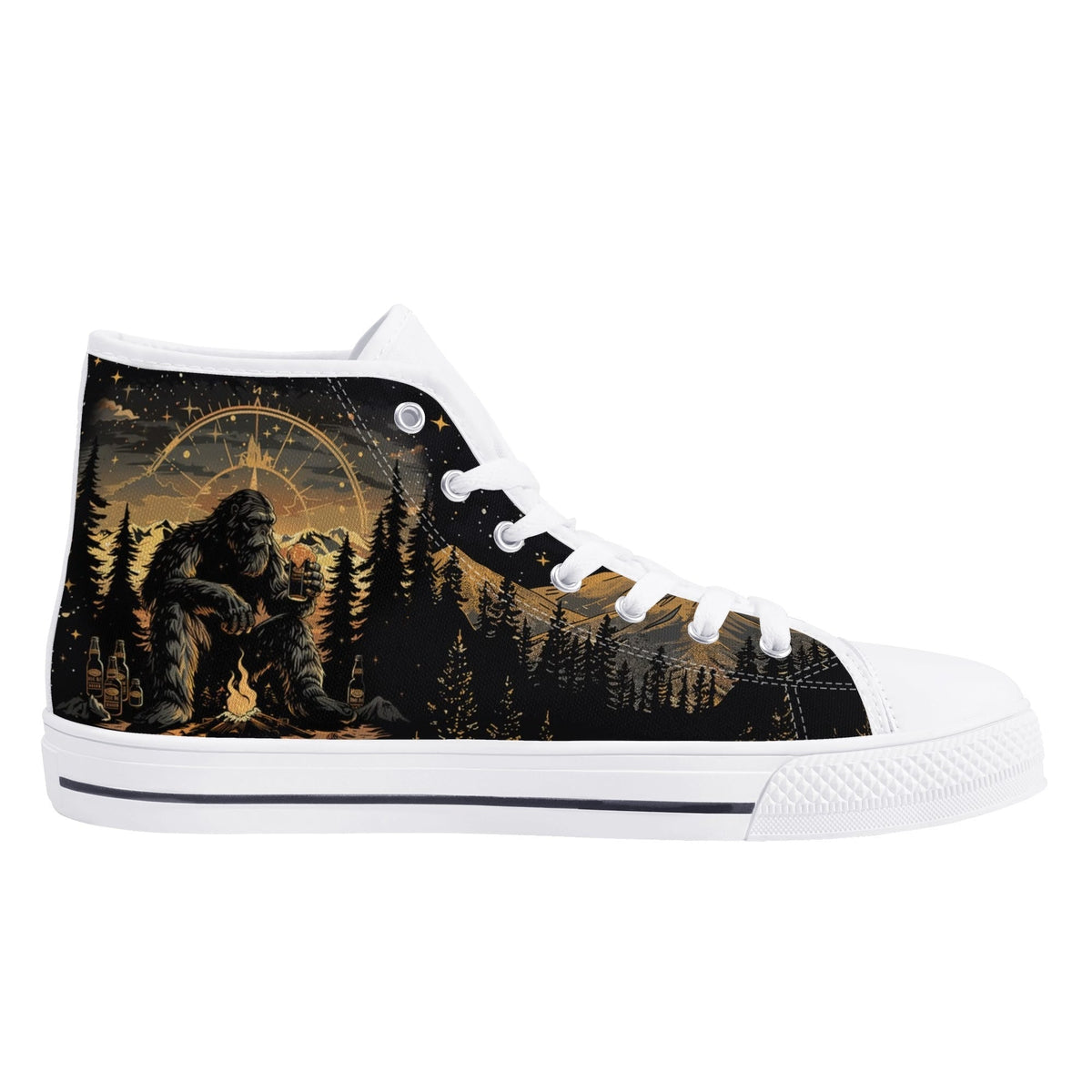 BLISSCORNERS NOT ALL WHO WANDER ARE LOST BIGFOOT COMPASS HIGH TOP CANVAS SHOES