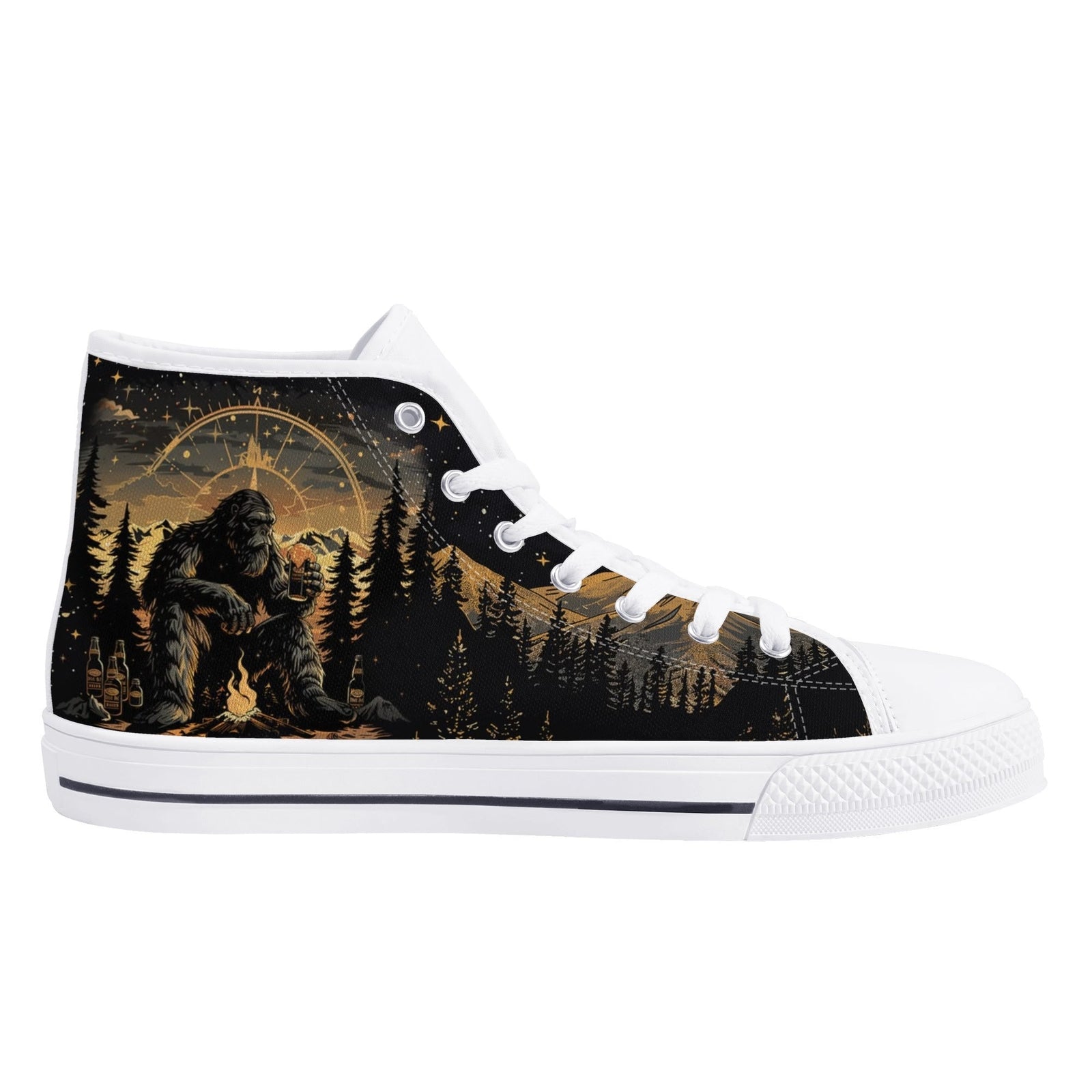 BLISSCORNERS NOT ALL WHO WANDER ARE LOST BIGFOOT COMPASS HIGH TOP CANVAS SHOES