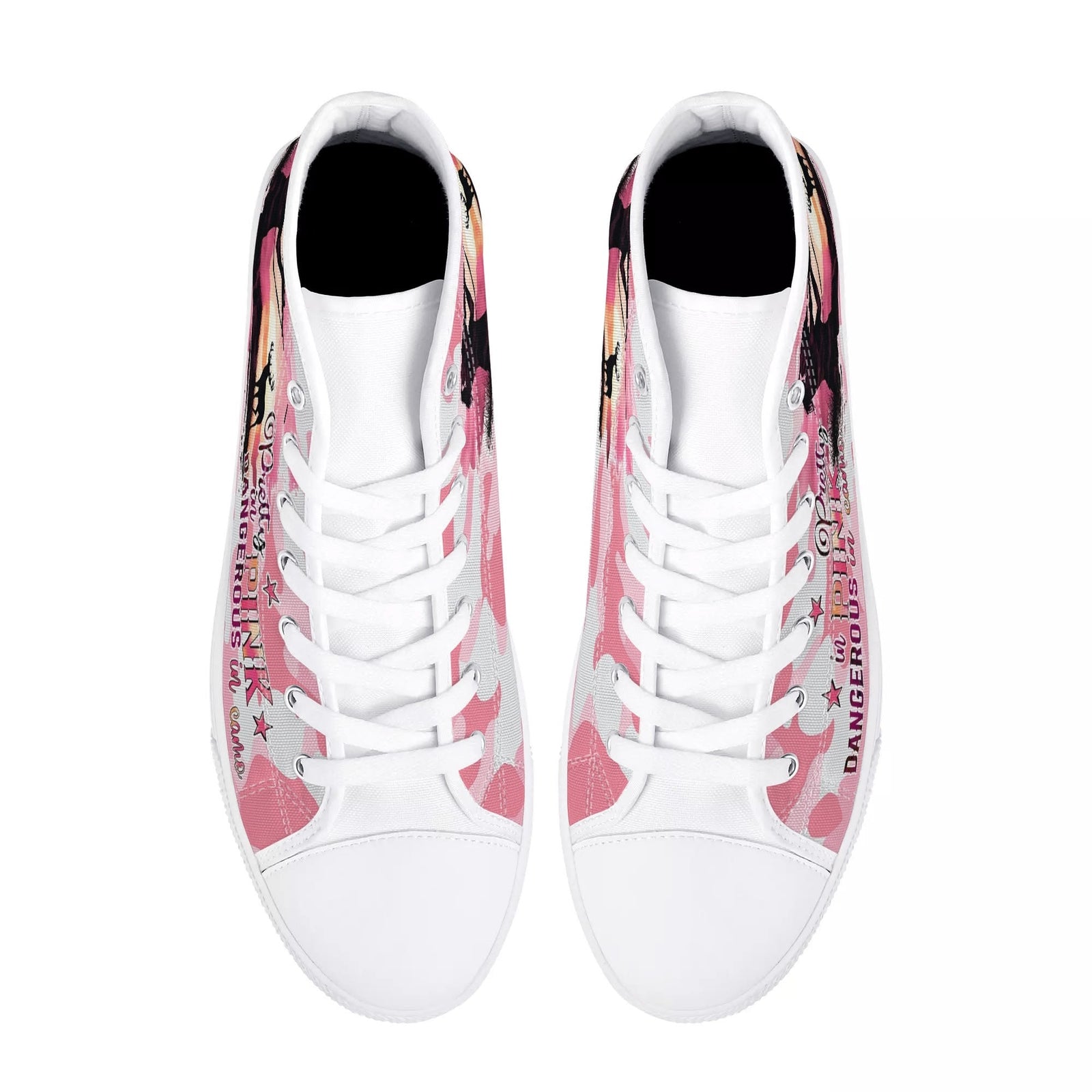BLISSCORNERS PRETTY IN PINK HUNTING HIGH TOP CANVAS SHOES