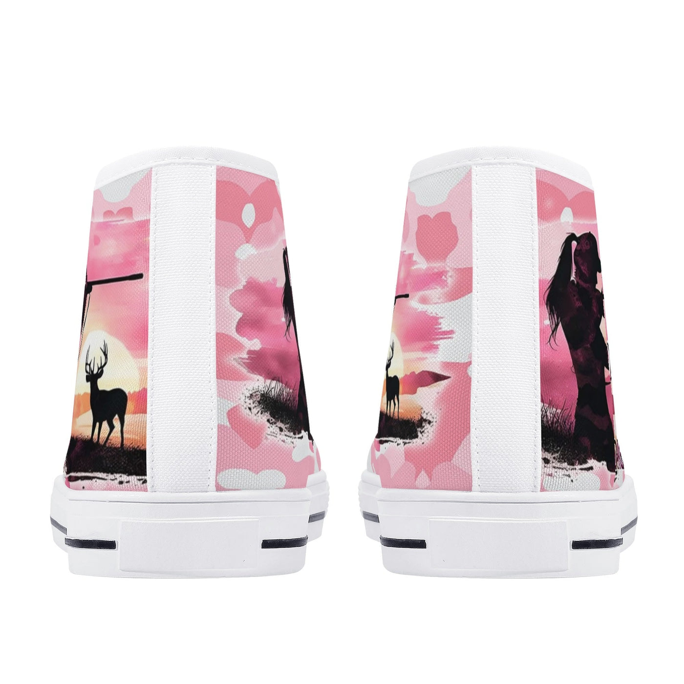 BLISSCORNERS PRETTY IN PINK HUNTING HIGH TOP CANVAS SHOES