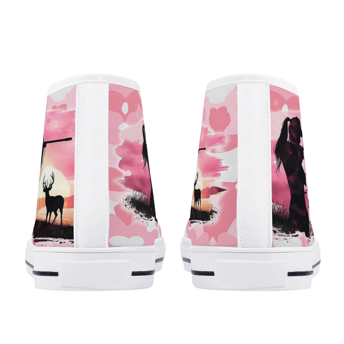 BLISSCORNERS PRETTY IN PINK HUNTING HIGH TOP CANVAS SHOES