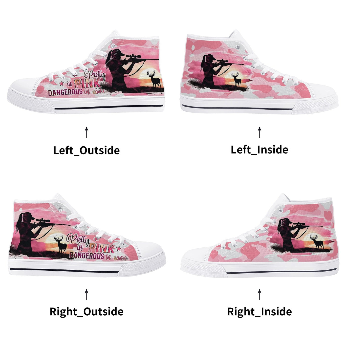 BLISSCORNERS PRETTY IN PINK HUNTING HIGH TOP CANVAS SHOES
