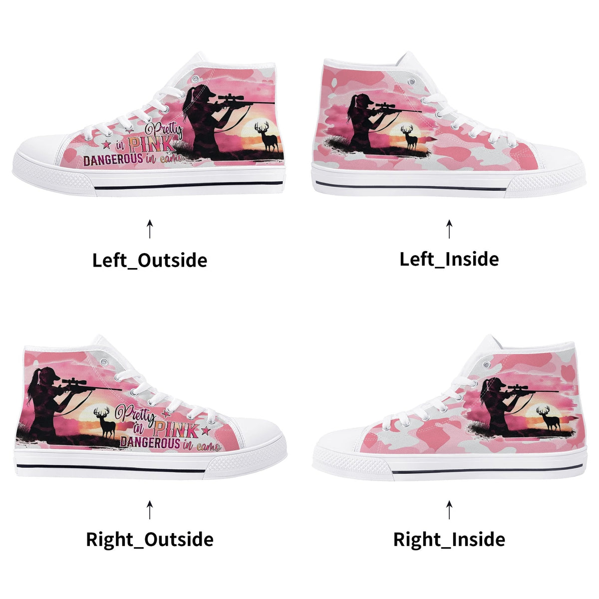 BLISSCORNERS PRETTY IN PINK HUNTING HIGH TOP CANVAS SHOES