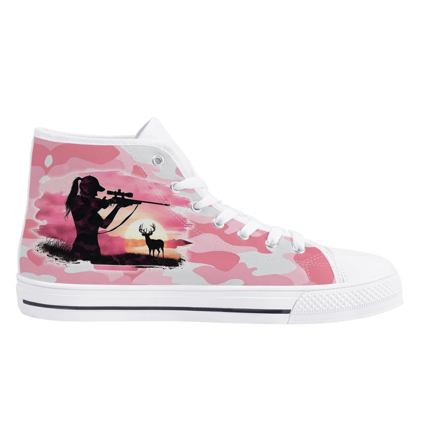BLISSCORNERS PRETTY IN PINK HUNTING HIGH TOP CANVAS SHOES