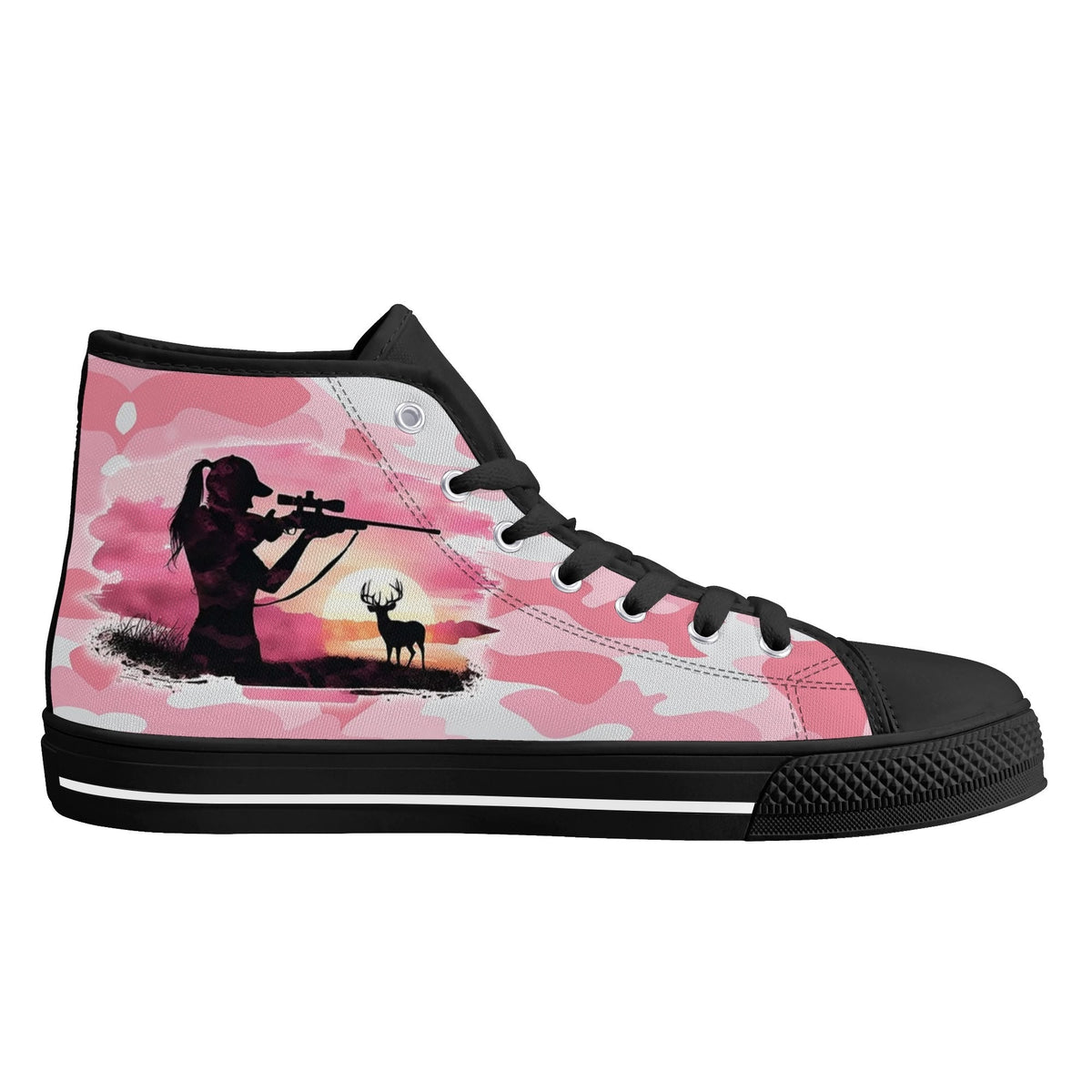 BLISSCORNERS PRETTY IN PINK HUNTING HIGH TOP CANVAS SHOES