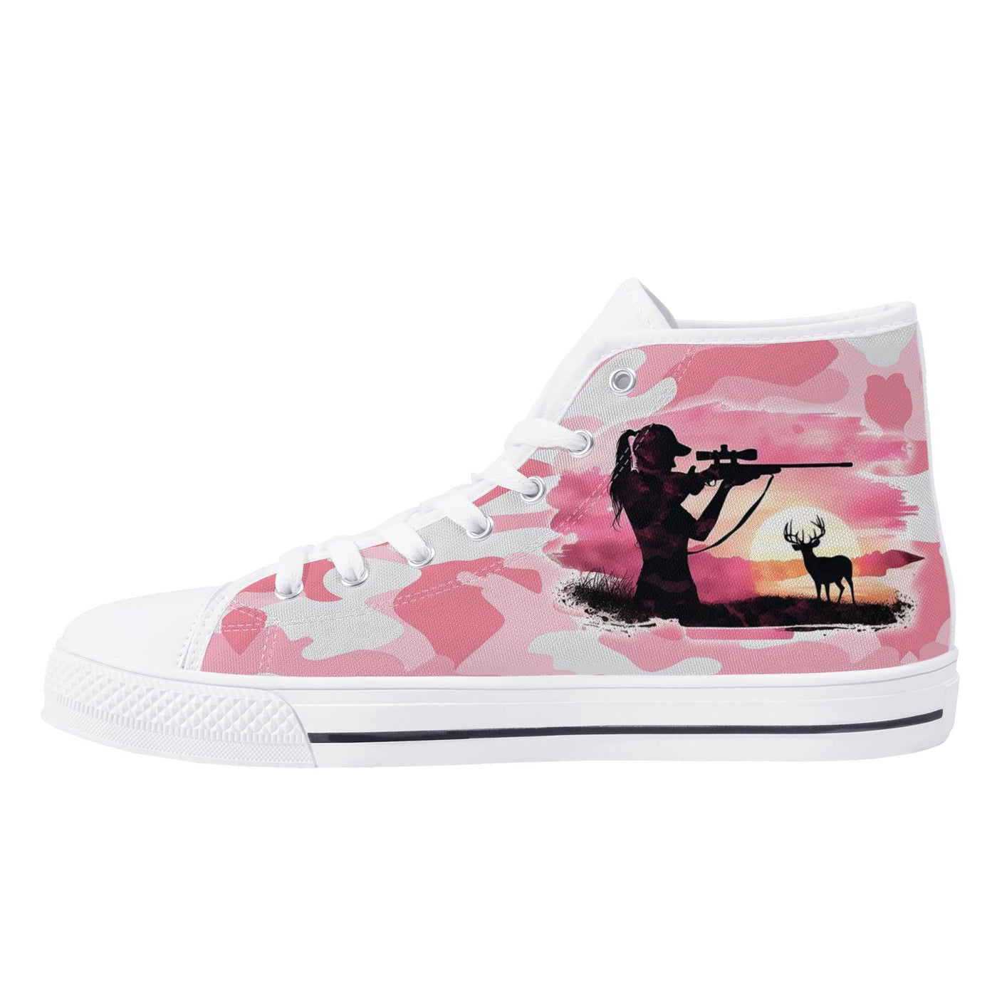 BLISSCORNERS PRETTY IN PINK HUNTING HIGH TOP CANVAS SHOES