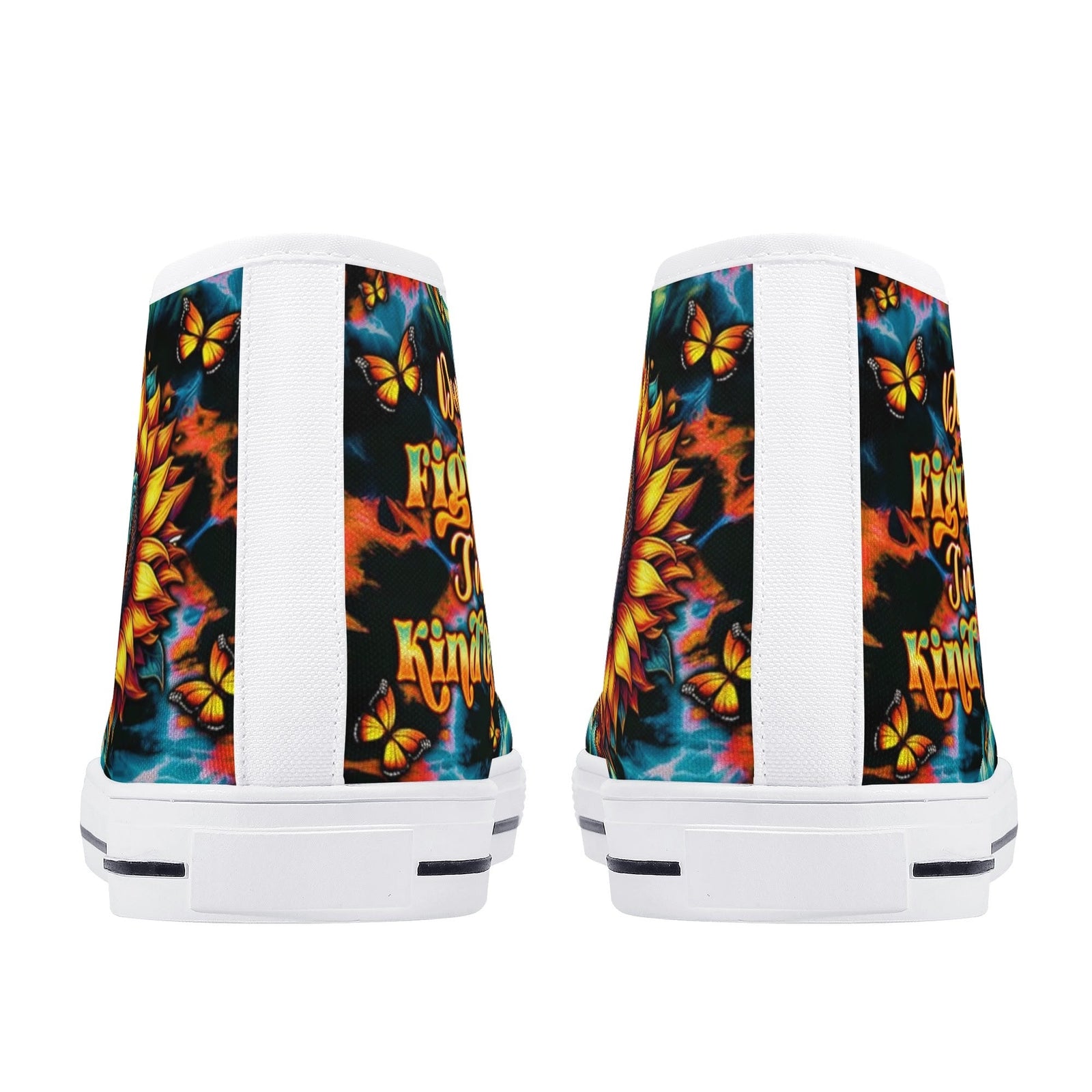 BLISSCORNERS DONT TRY TO FIGURE ME OUT SKULL SUNFLOWER HIGH TOP CANVAS SHOES