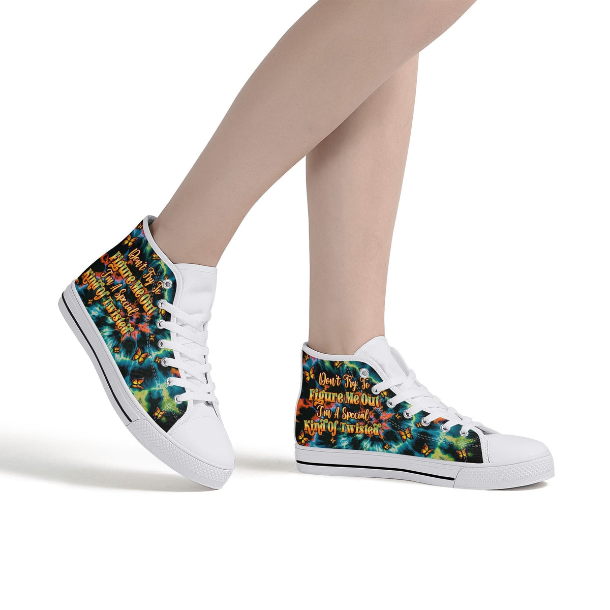 BLISSCORNERS DONT TRY TO FIGURE ME OUT SKULL SUNFLOWER HIGH TOP CANVAS SHOES