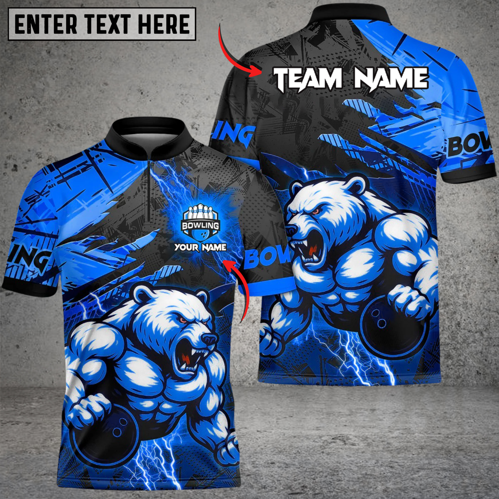 Blisscorners Bowling Angry Bear Multicolor Customized Name, Team Name 3D Shirt
