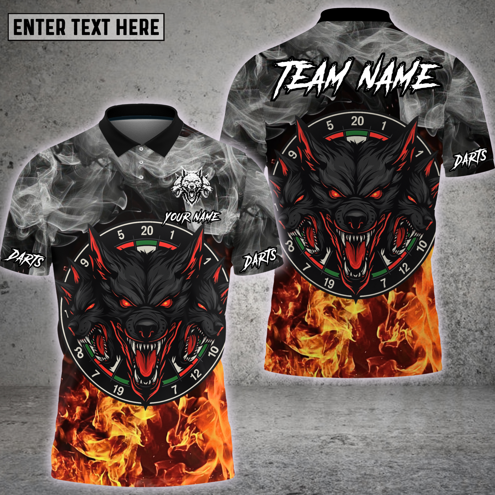 Blisscorners Fierce Wolf Darts Flame Art Multioptions Personalized Name, Team Name Unisex 3D Shirt (4 Colors)