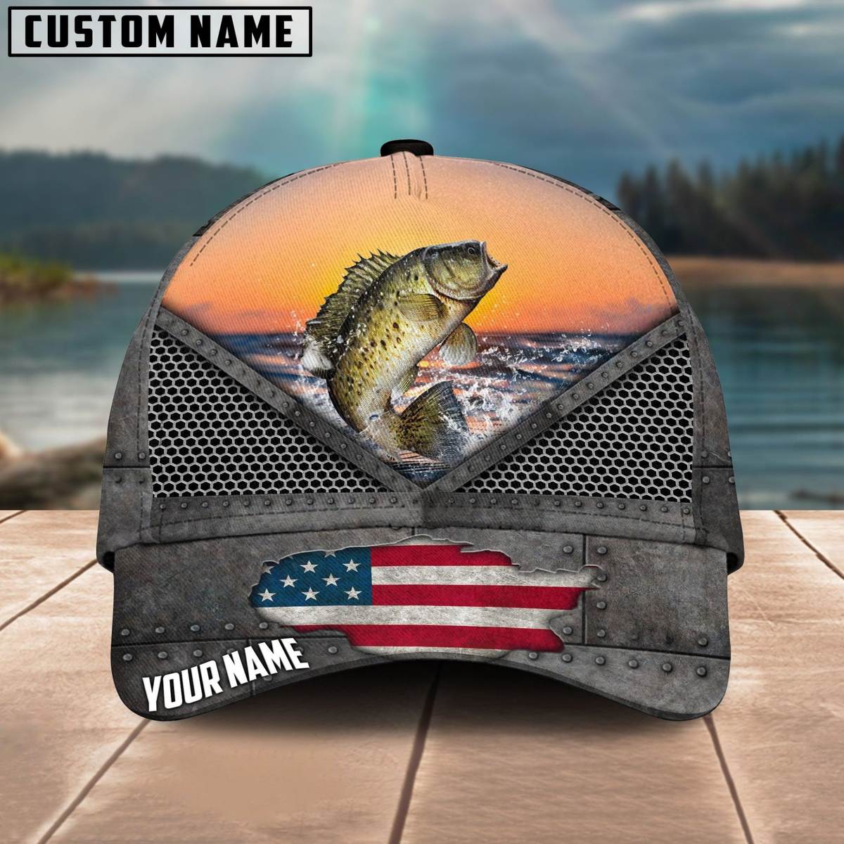 Blisscorners Crappie Fishing Sunset Customized Name 3D Cap