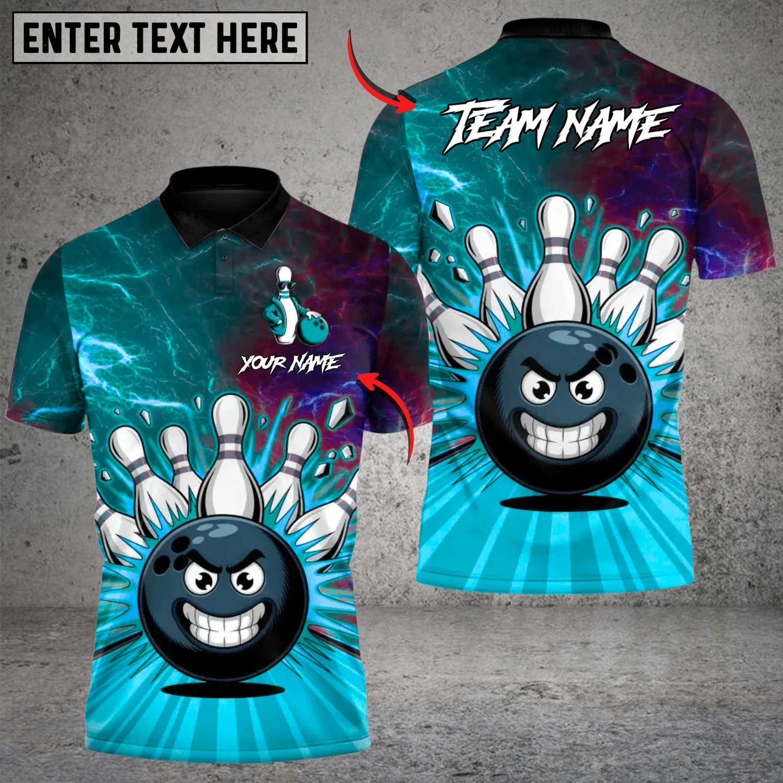 Blisscorners Bowling Raging Rollers Multicolor Customized Name, Team Name 3D Shirts