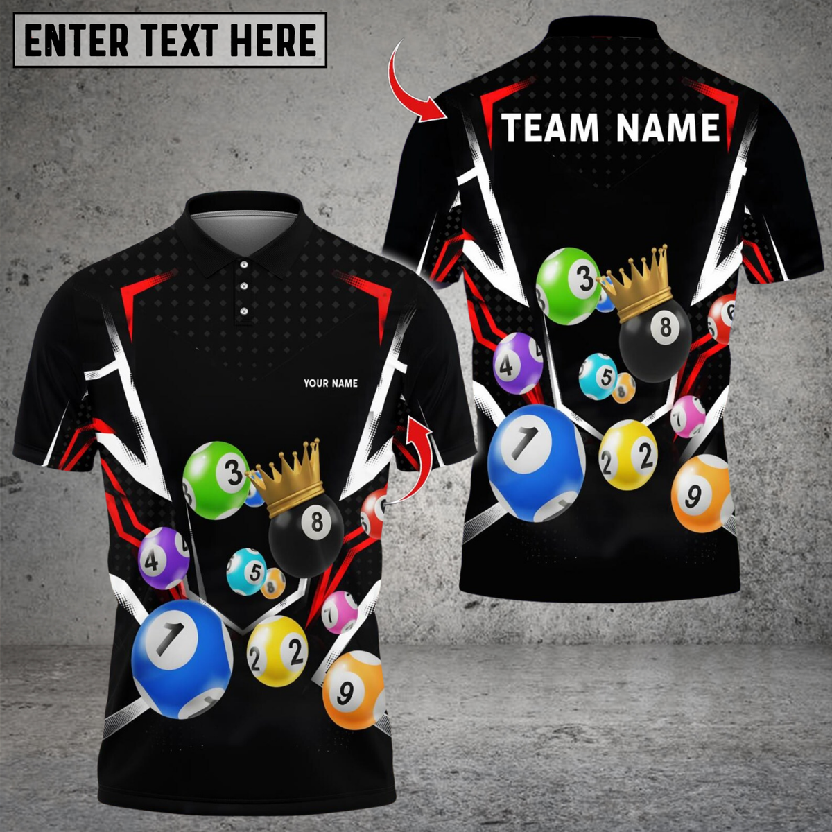 Blisscorners King Billiards 8 Ball Personalized Name, Team Name 3D Shirt