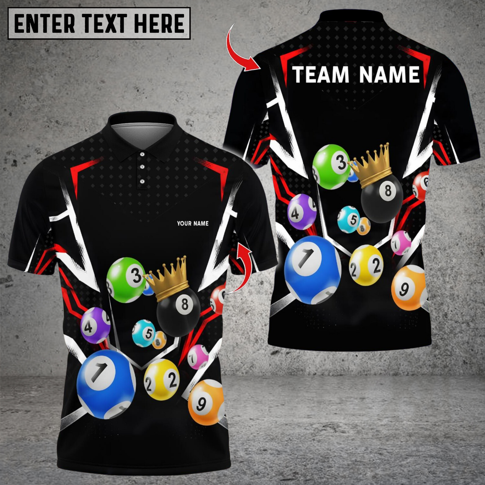 Blisscorners King Billiards 8 Ball Personalized Name, Team Name 3D Shirt