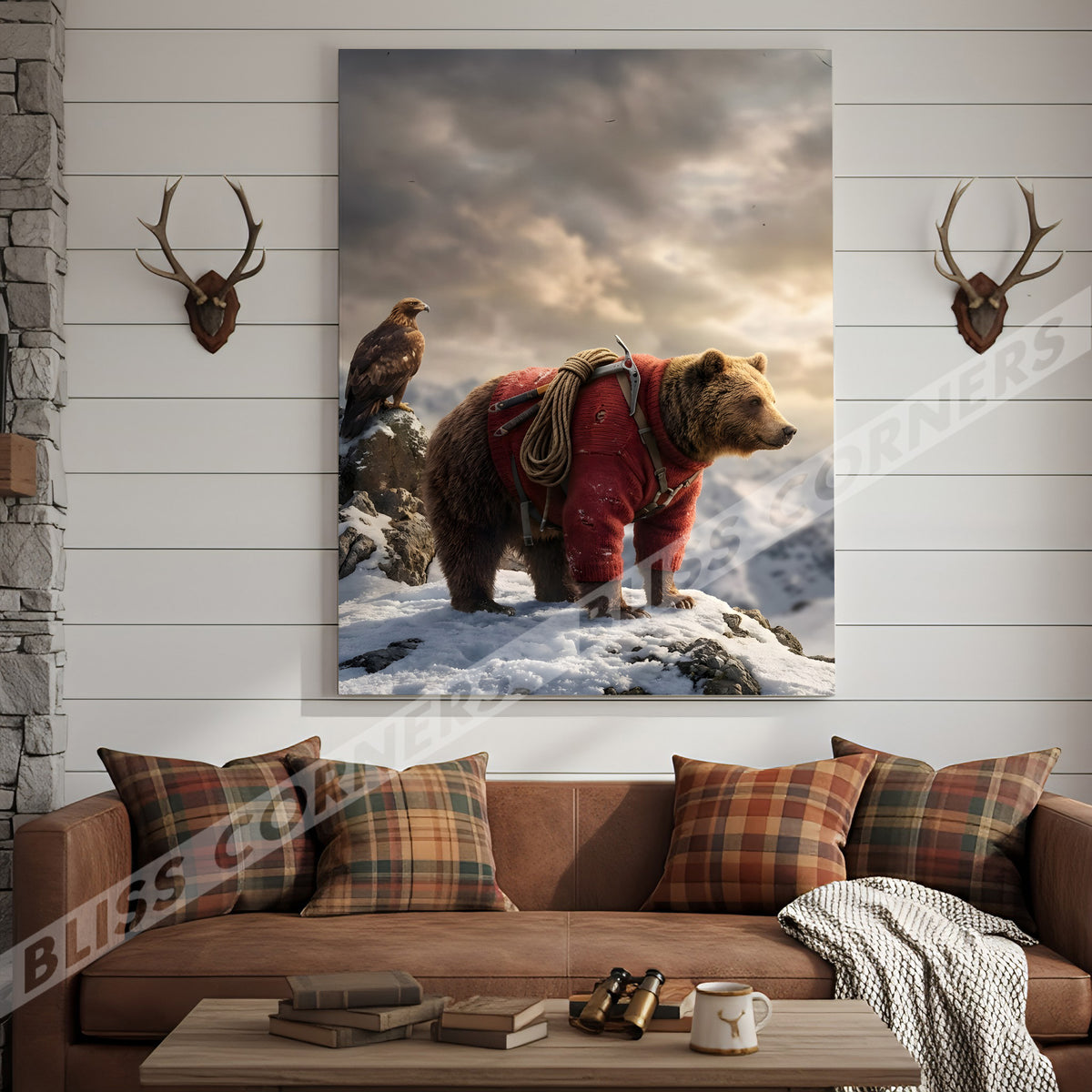 Blisscorners Alpine Explorer Bear Snow Mountain Canvas