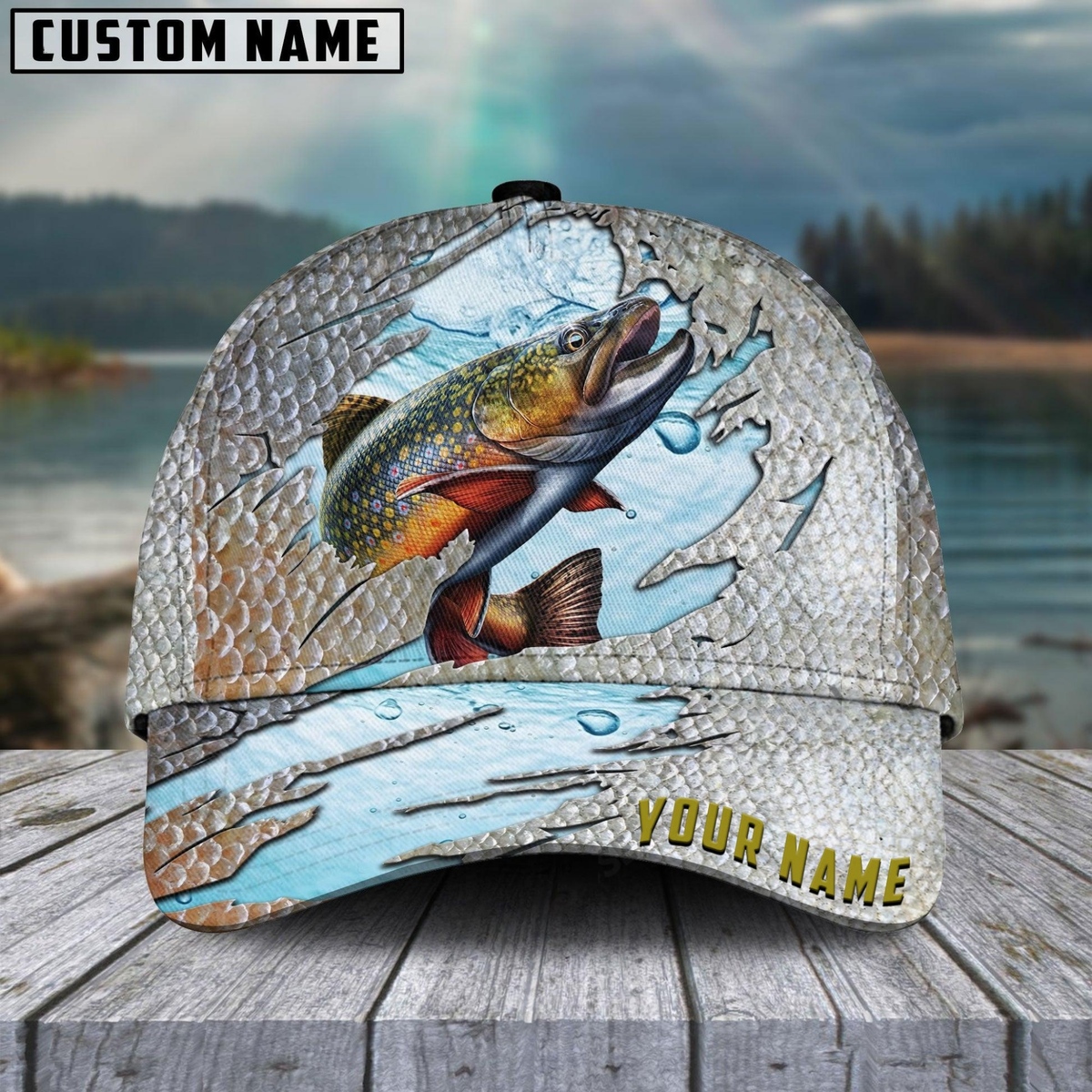 Blisscorners Trout Fishing Cool Fishing Customized Name 3D Cap
