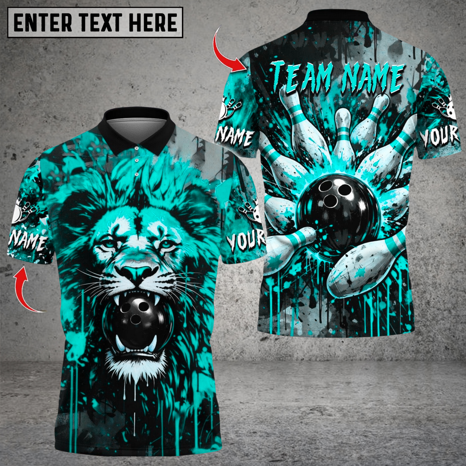 Blisscorners Lion Bowling Designn Multicolor Customized Name, Team Name 3D Shirts