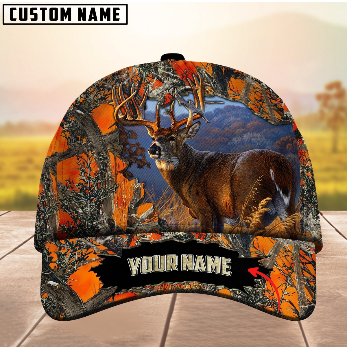 Blisscorners Premium Unique Collab Deer Hunting Camouflage Pattern Multicolor Personalized Name 3D Cap