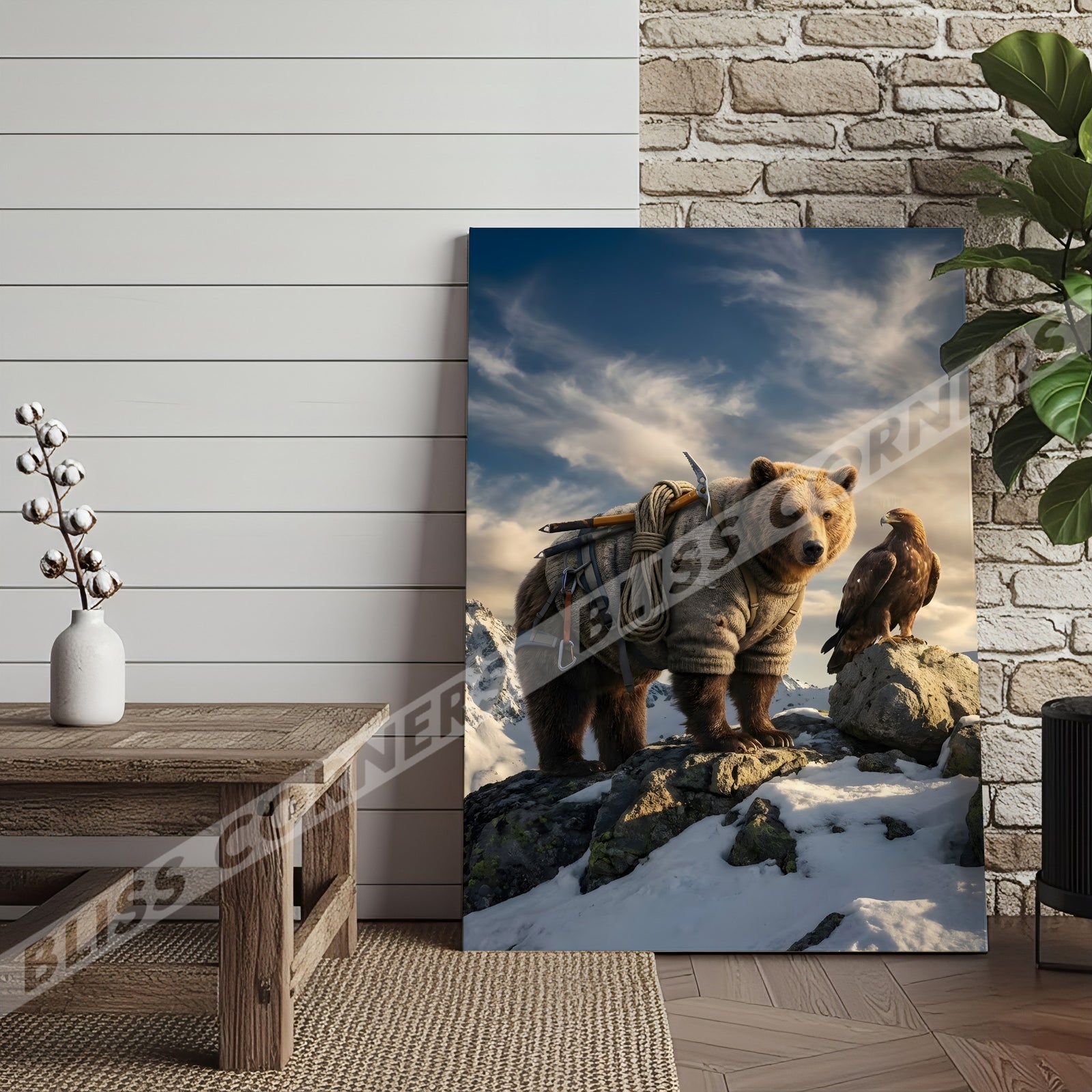 Blisscorners Epic Mountain Bear Explorer Wilderness Canvas