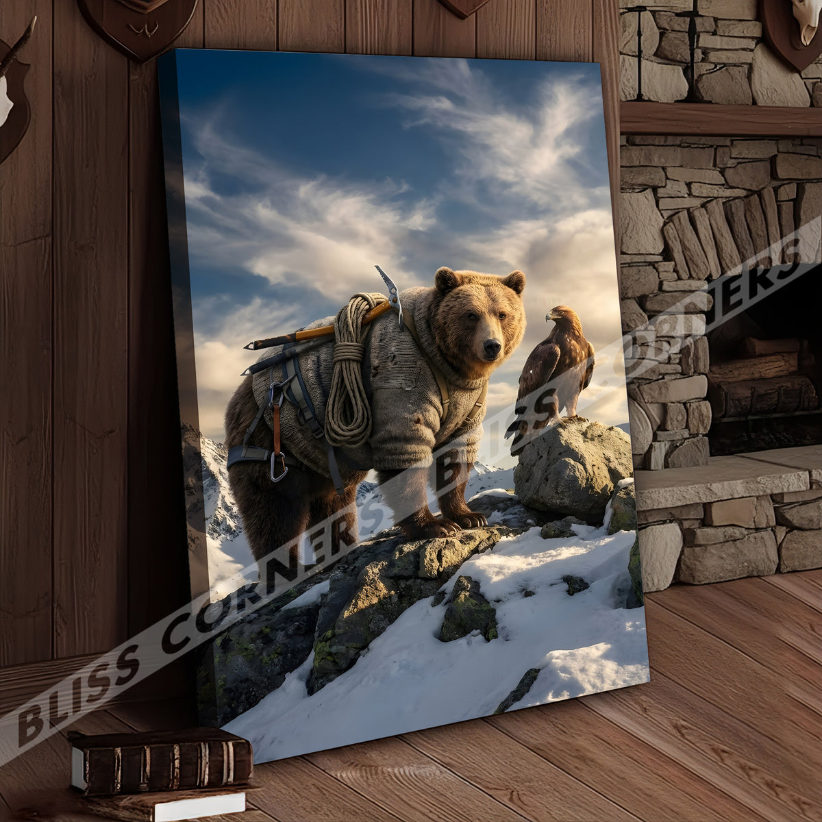 Blisscorners Epic Mountain Bear Explorer Wilderness Canvas