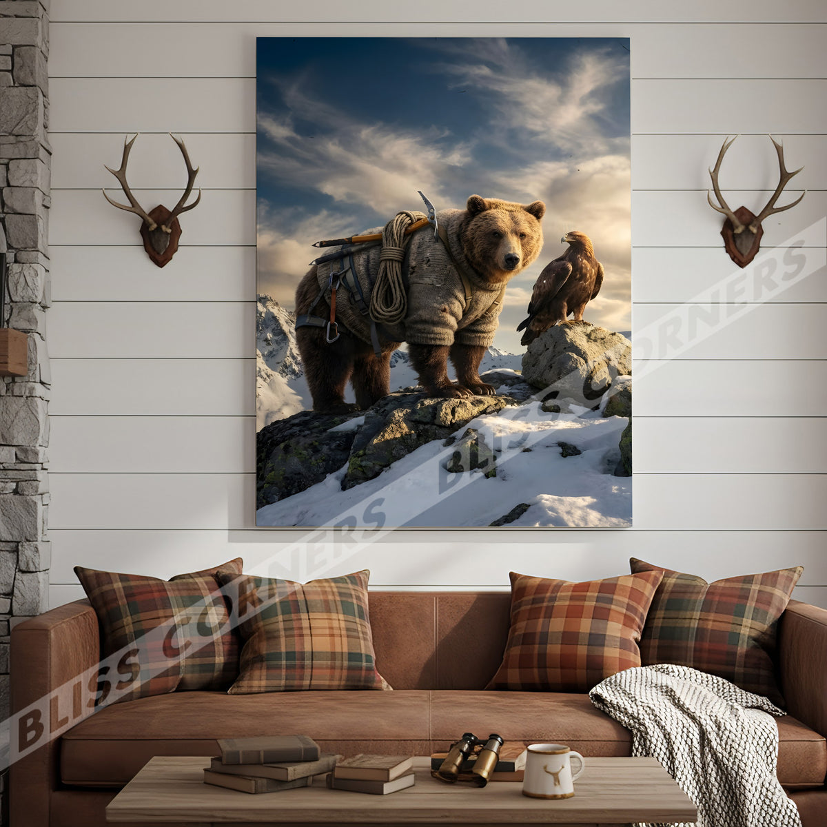 Blisscorners Epic Mountain Bear Explorer Wilderness Canvas