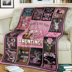 Blisscorners Real Girls Go Hunting Fleece Blanket - Pink Deer Hunting Gift for Women LM1611