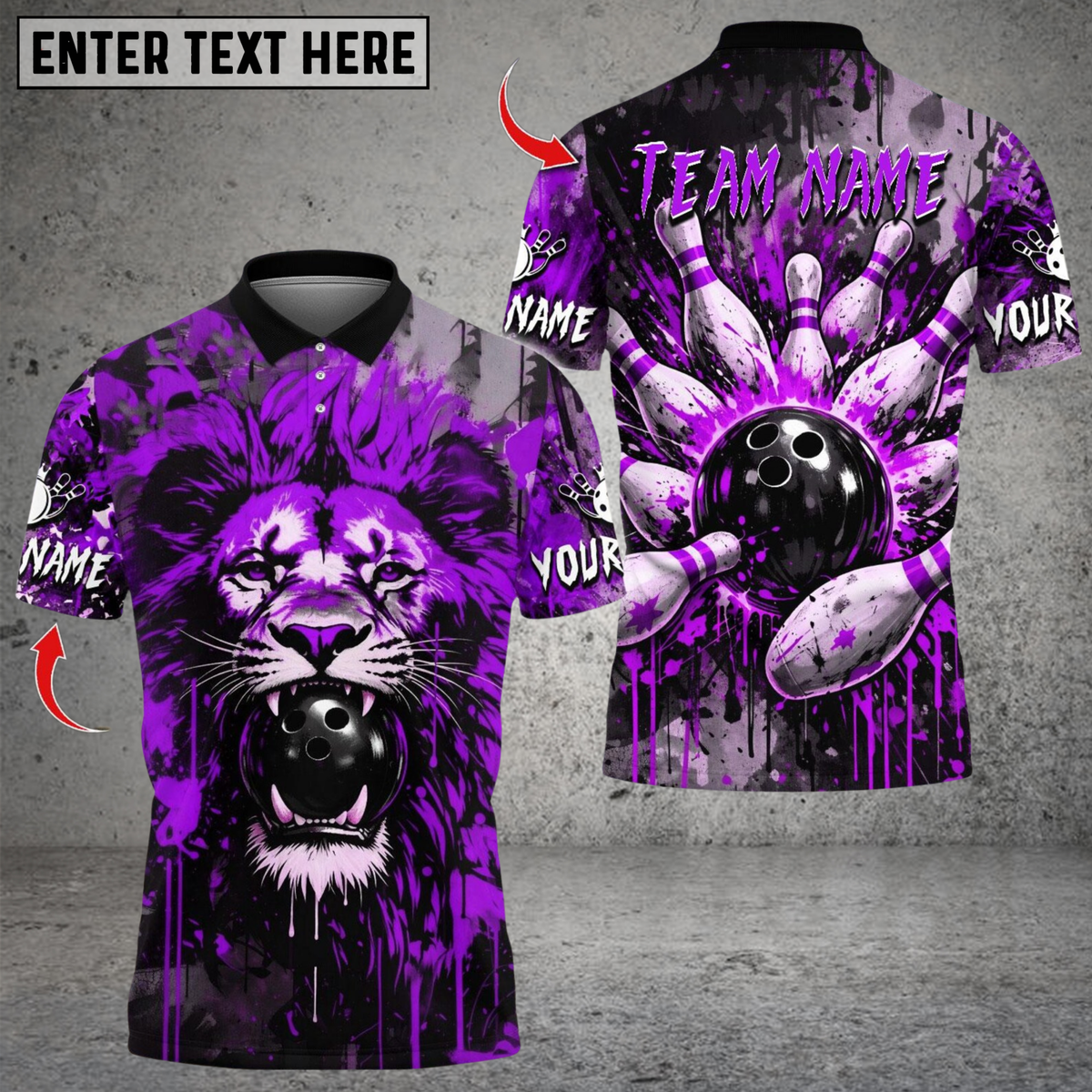 Blisscorners Lion Bowling Designn Multicolor Customized Name, Team Name 3D Shirts