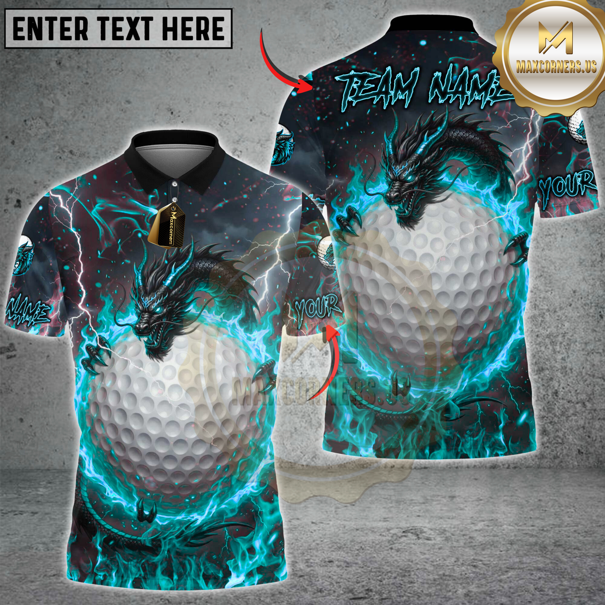 Blisscorners Golf Fire Dragon & Golf Ball Multicolor Customized Name, Team Name 3D Shirts