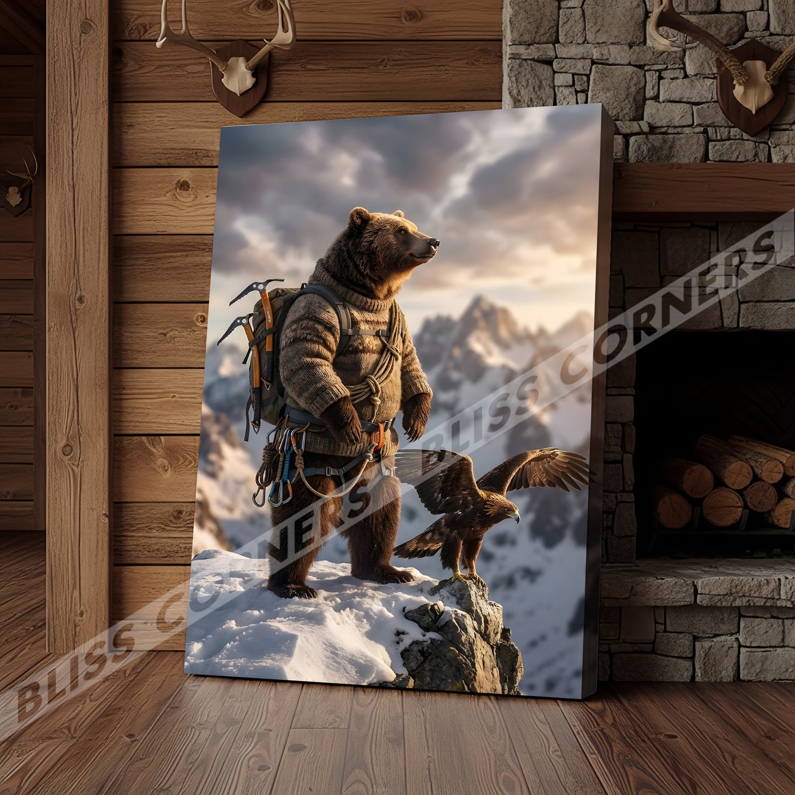 Blisscorners Majestic Bear Eagle Mountain Peak Canvas
