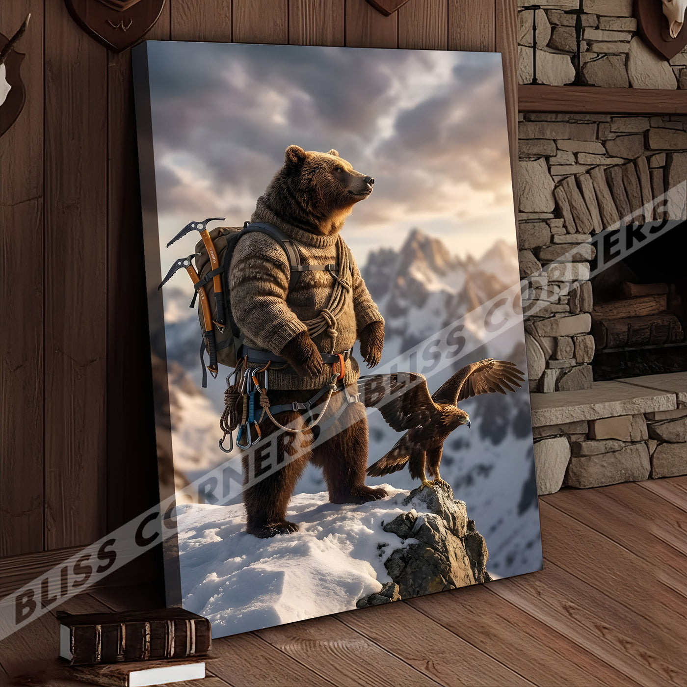 Blisscorners Majestic Bear Eagle Mountain Peak Canvas