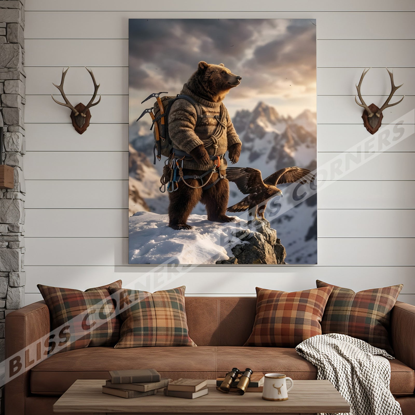Blisscorners Majestic Bear Eagle Mountain Peak Canvas
