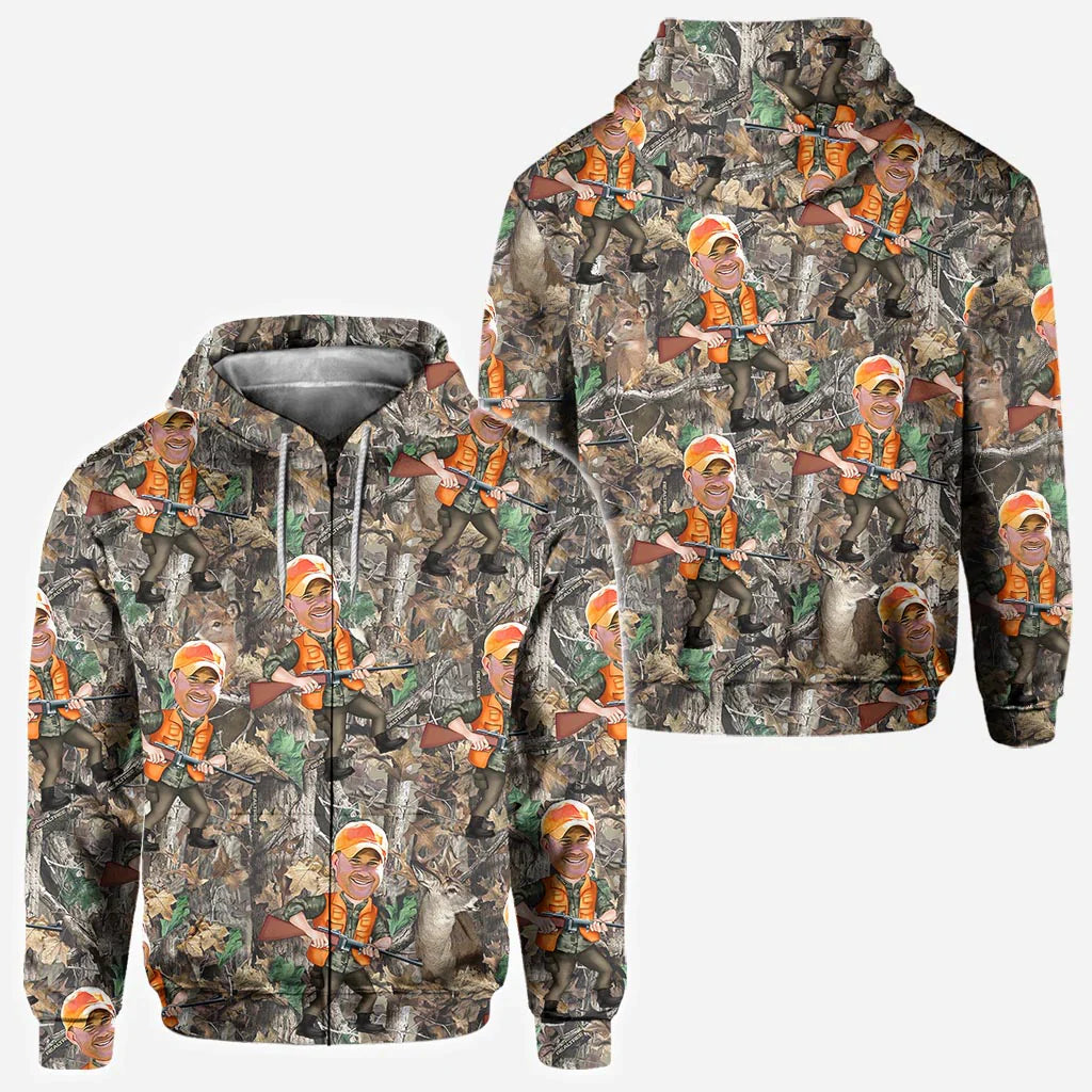 Blisscorners Photo Inserted Hunter, Personalized Hunting All Over Shirt, Personalized 3D Hoodie For Hunting Lover