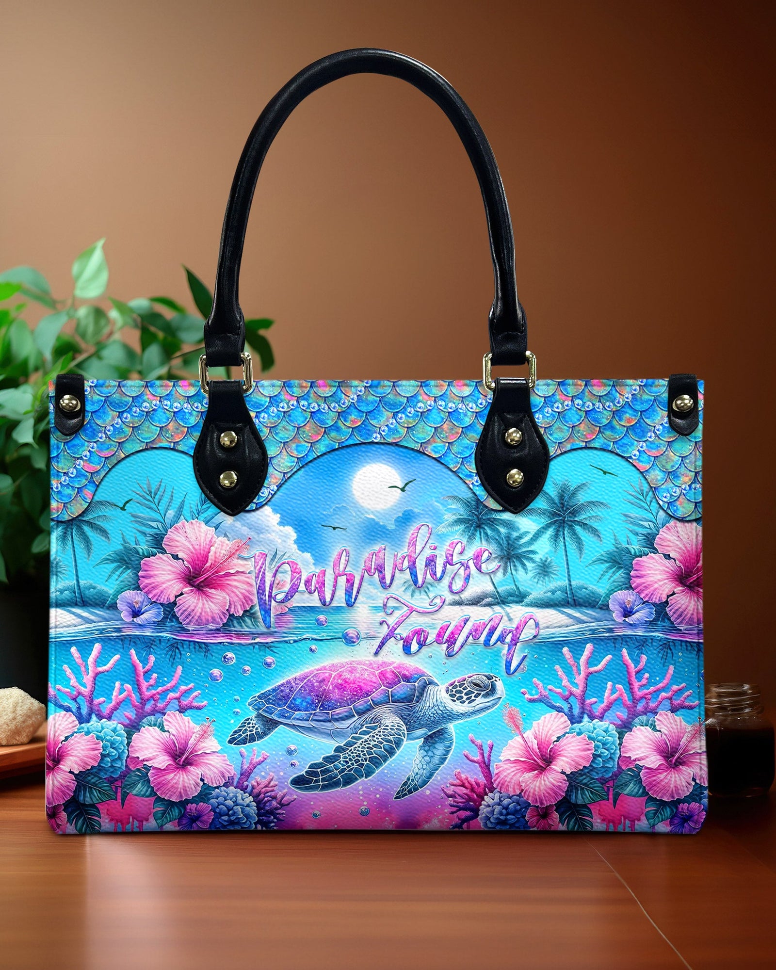 BLISSCORNERS PARADISE FOUND TURTLE LEATHER HANDBAG