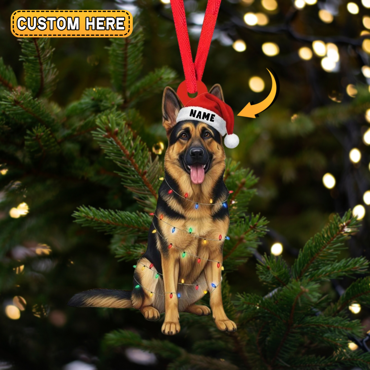 Blisscorners Personalized German Shepherd Dog Christmas Ornament, Flat 2D Ornament,2D Flat LM2511